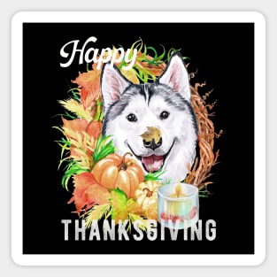 Siberian Husky Dog Owner Thanksgiving Celebration Harvest Theme Magnet